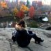 Woman in central park during FAll